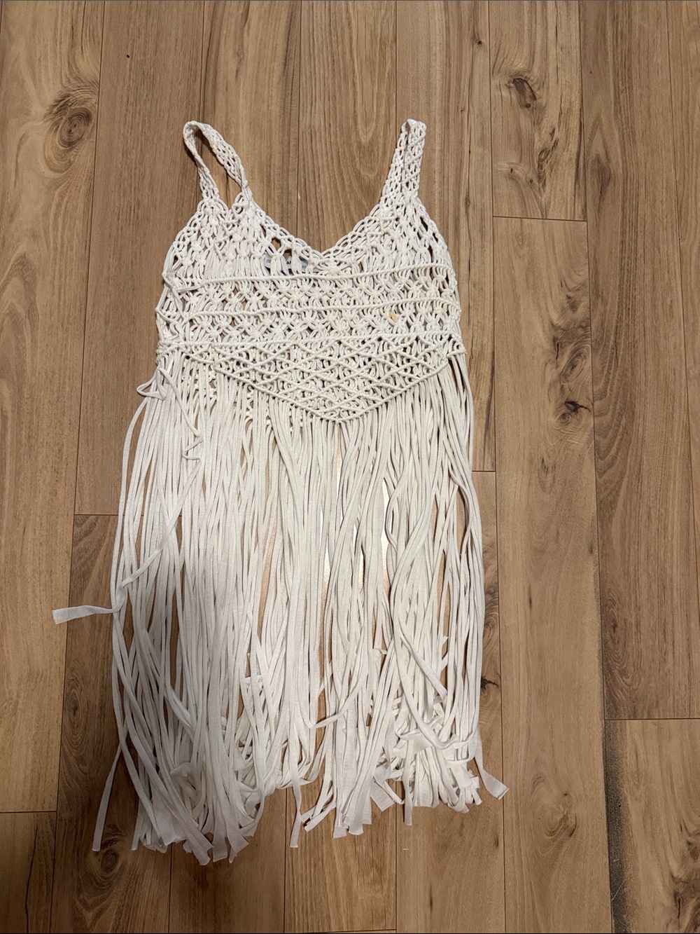 Zara White Crochet Fringe Tank Top
